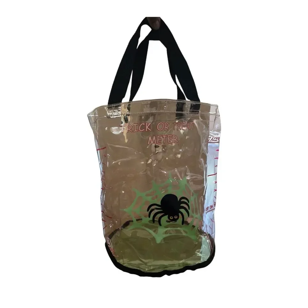 Vintage Old Navy Trick or Treat Bag Clear Tote Halloween Spider Candy Meter Y2K